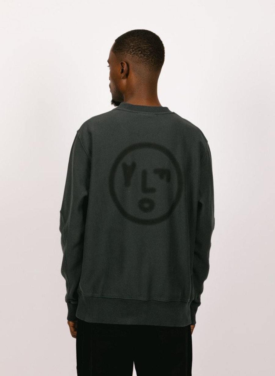 Olaf Hussein Sweaters | Olaf Hussein Olaf Face Crewneck Slate Grey