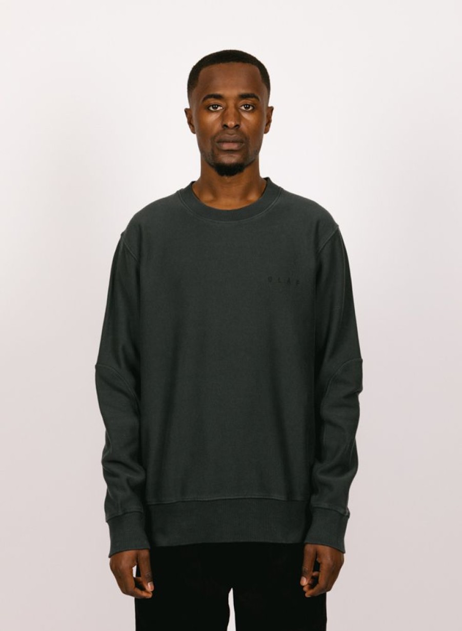 Olaf Hussein Sweaters | Olaf Hussein Olaf Face Crewneck Slate Grey