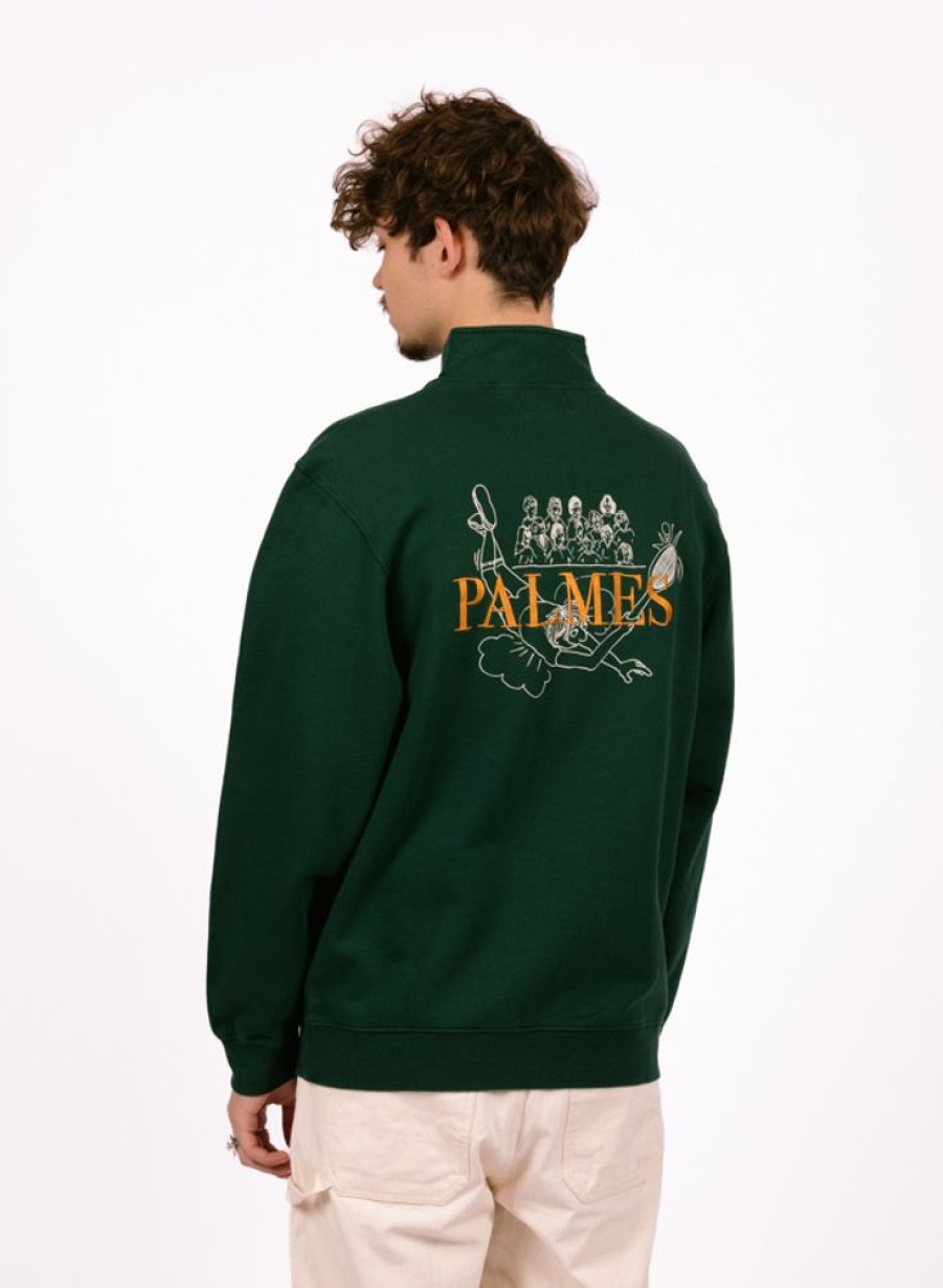 Palmes Sweaters | Palmes Stumble Zip Sweatshirt Dark Green