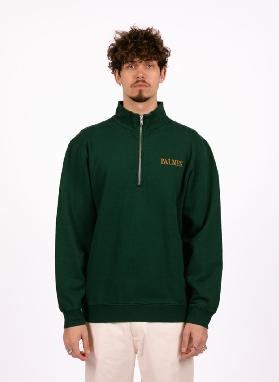 Palmes Sweaters | Palmes Stumble Zip Sweatshirt Dark Green