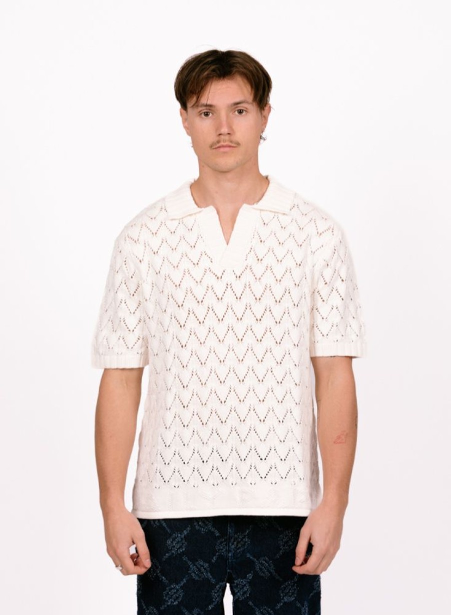 Daily Paper T-Shirts | Daily Paper Yinka Relaxed Knit Ss Polo White