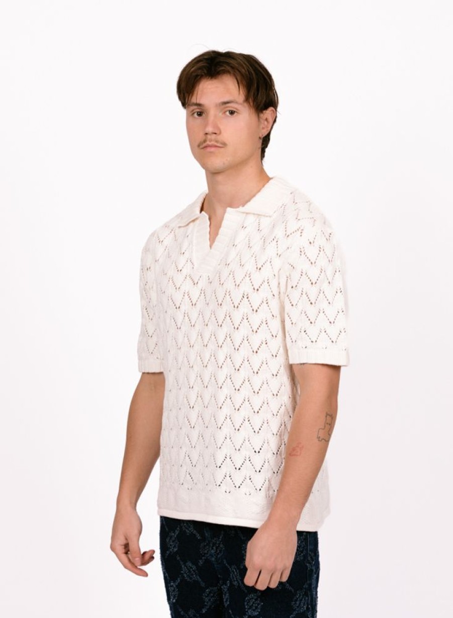 Daily Paper T-Shirts | Daily Paper Yinka Relaxed Knit Ss Polo White