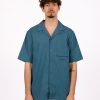 Olaf Hussein Shirts | Olaf Hussein Cotton Linen Ss Shirt Ocean Teal