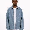 Olaf Hussein Jackets | Olaf Hussein Wavy Aop Denim Coach Jacket