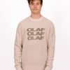 Olaf Hussein Sweaters | Olaf Hussein Olaf Drift Waffle Knit Crewneck Cement