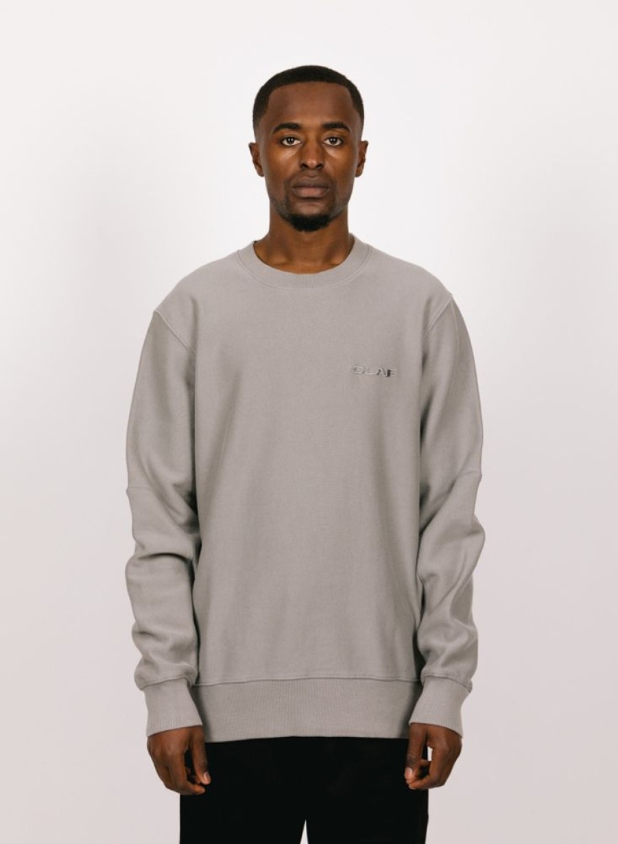 Olaf Hussein Sweaters | Olaf Hussein Olaf Drift Logo Crewneck Shade Grey