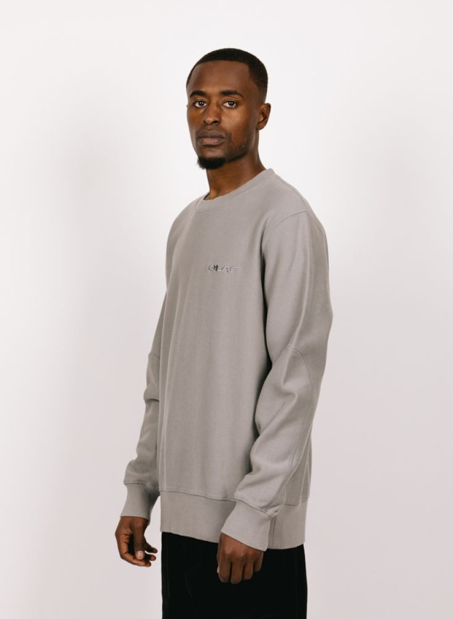 Olaf Hussein Sweaters | Olaf Hussein Olaf Drift Logo Crewneck Shade Grey