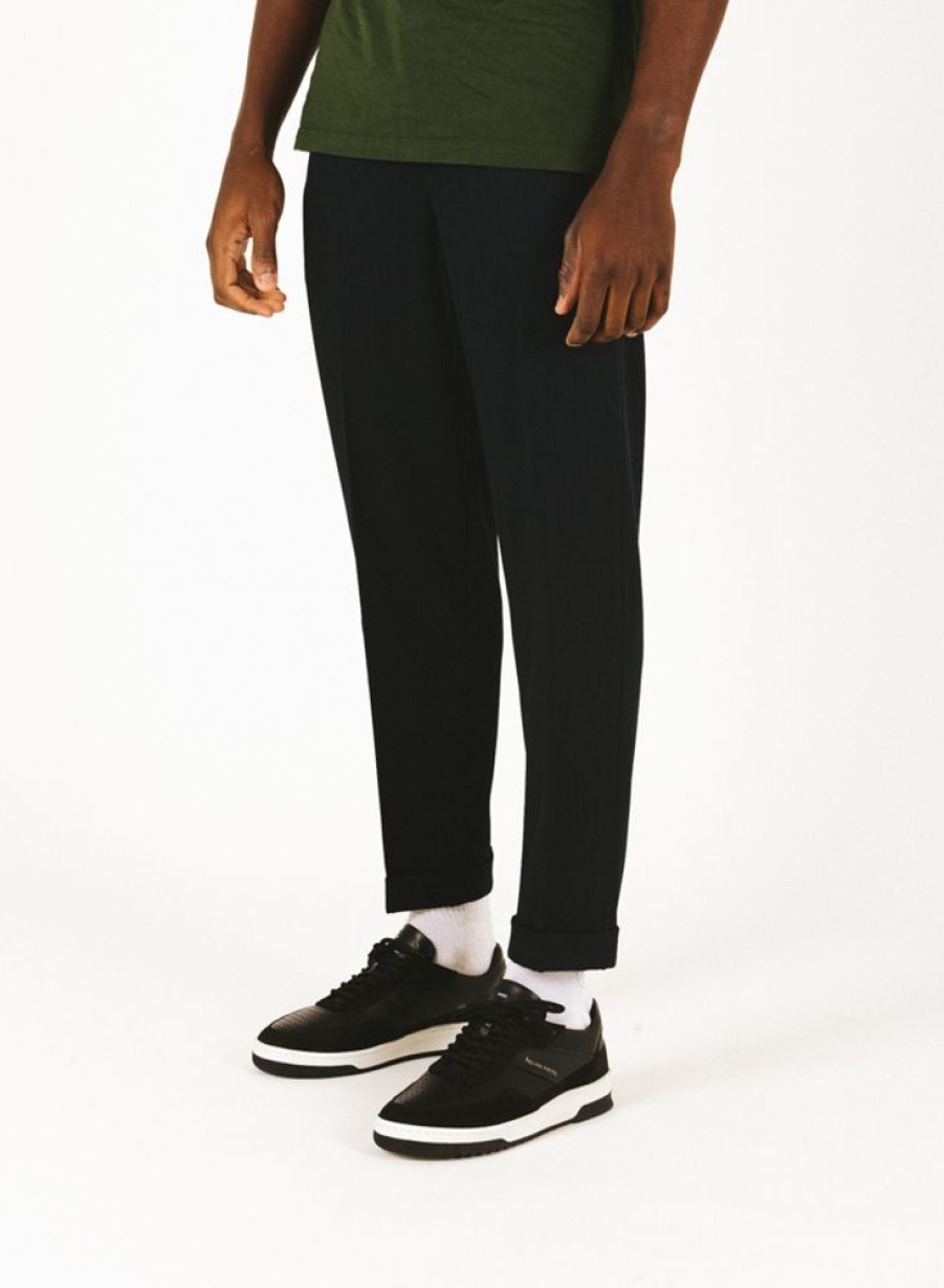 Olaf Hussein Pants | Olaf Hussein Slim Fit Elasticated Pants Navy