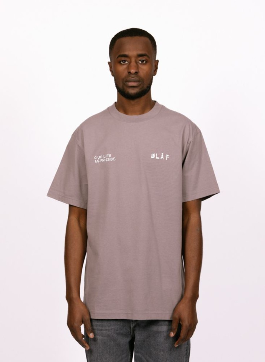 Olaf Hussein T-Shirts | Olaf Hussein Dual Logo Tee Stone Grey