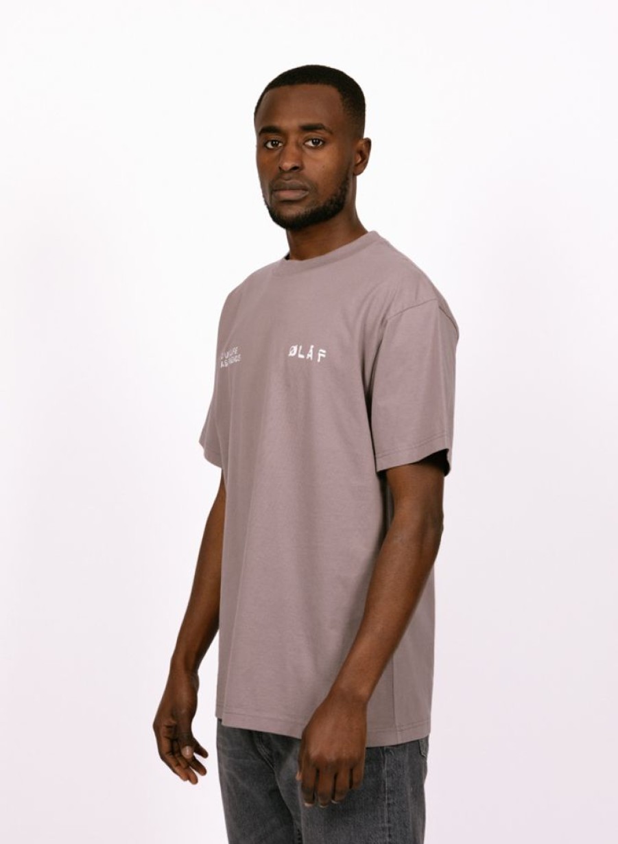 Olaf Hussein T-Shirts | Olaf Hussein Dual Logo Tee Stone Grey