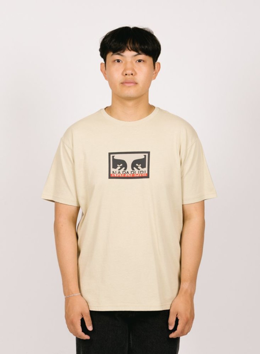 Obey T-Shirts | Obey X Napapijri Heavyweight T-Shirt Cream