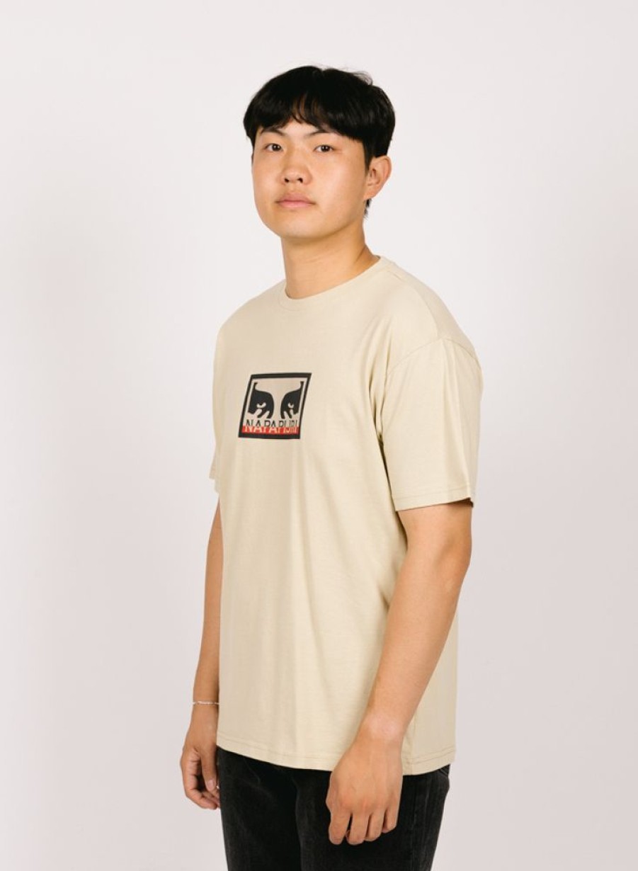 Obey T-Shirts | Obey X Napapijri Heavyweight T-Shirt Cream