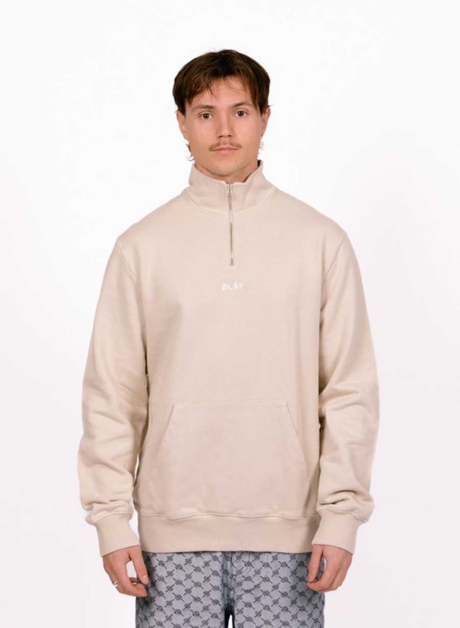 Olaf Hussein Sweaters | Olaf Hussein Olaf Block Zip Mock Cement