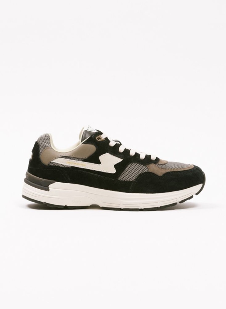 S.W.C. Stepney Workers Club Sneakers | S.W.C. Stepney Workers Club Amiel S-Strike Suede Mix Black Grey