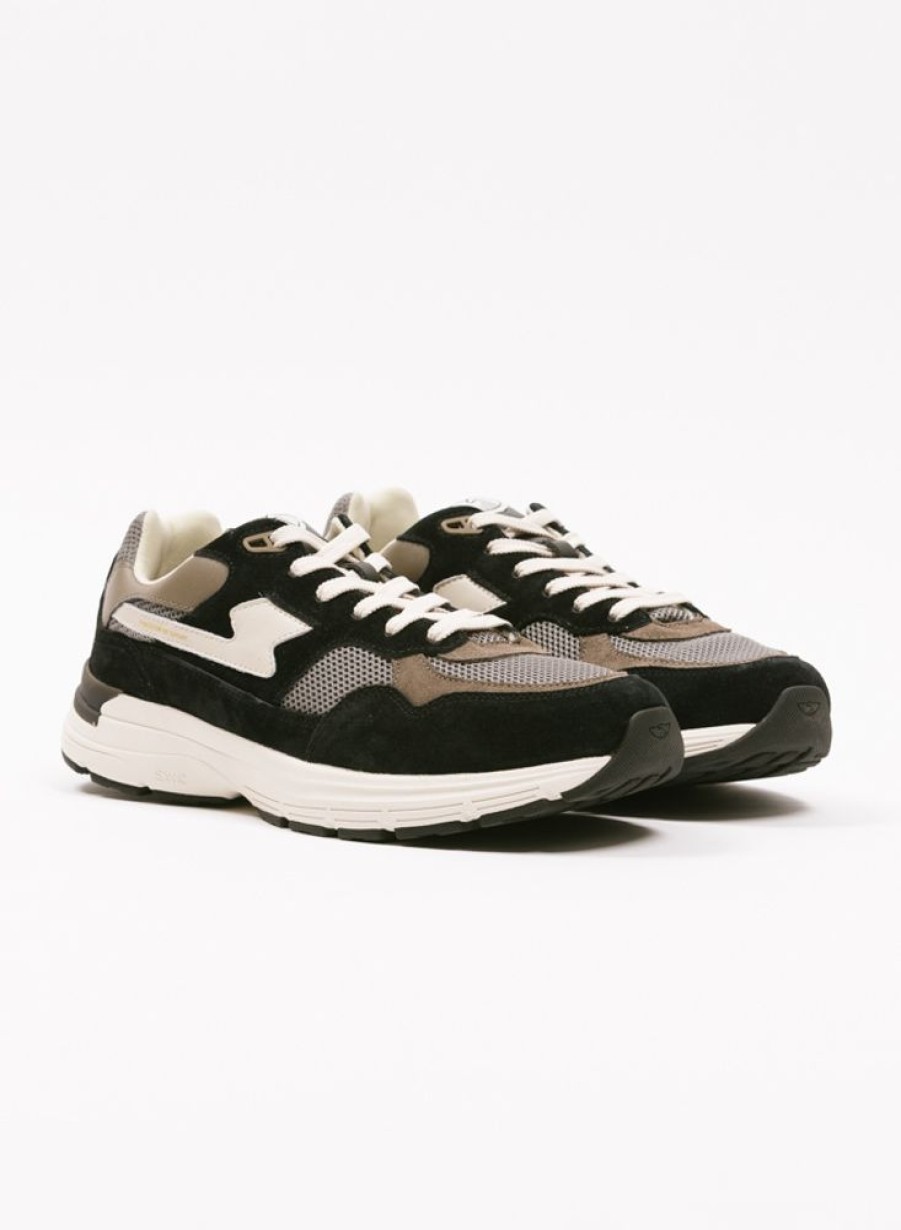 S.W.C. Stepney Workers Club Sneakers | S.W.C. Stepney Workers Club Amiel S-Strike Suede Mix Black Grey