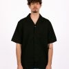 Olaf Hussein Shirts | Olaf Hussein Cotton Linen Ss Shirt Black