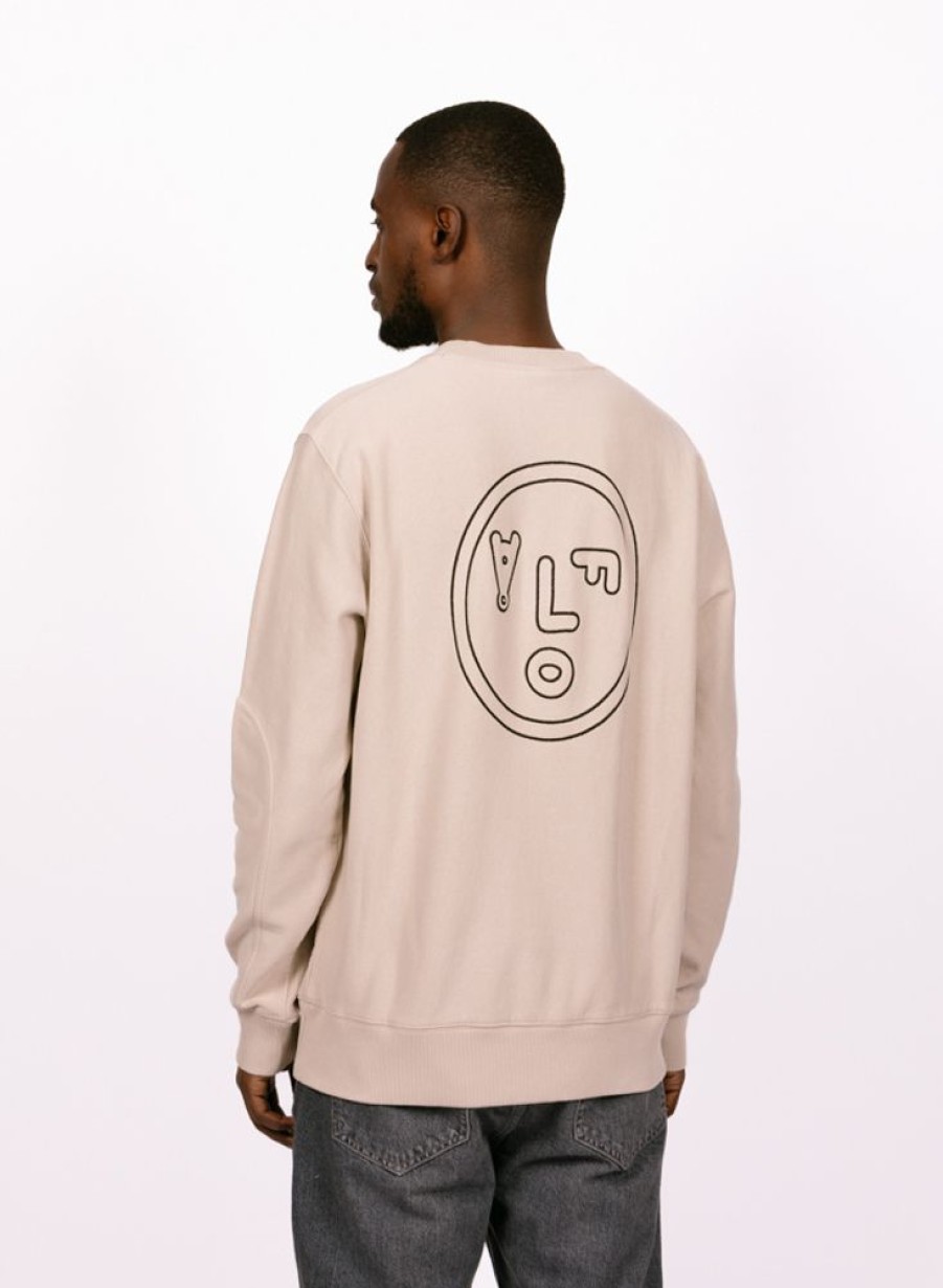 Olaf Hussein Sweaters | Olaf Hussein Face Crewneck Cement