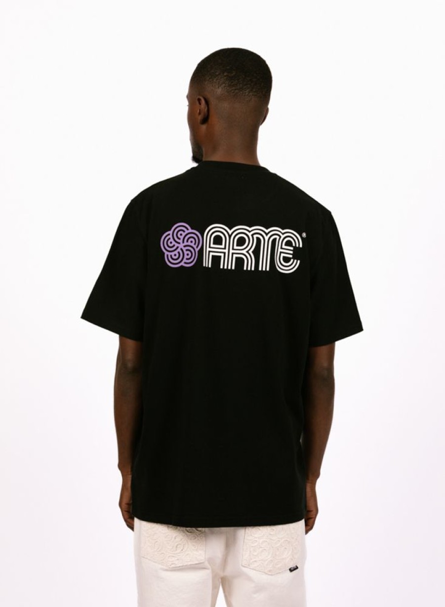 Arte T-Shirts | Arte Teo Circle Flower T-Shirt Black