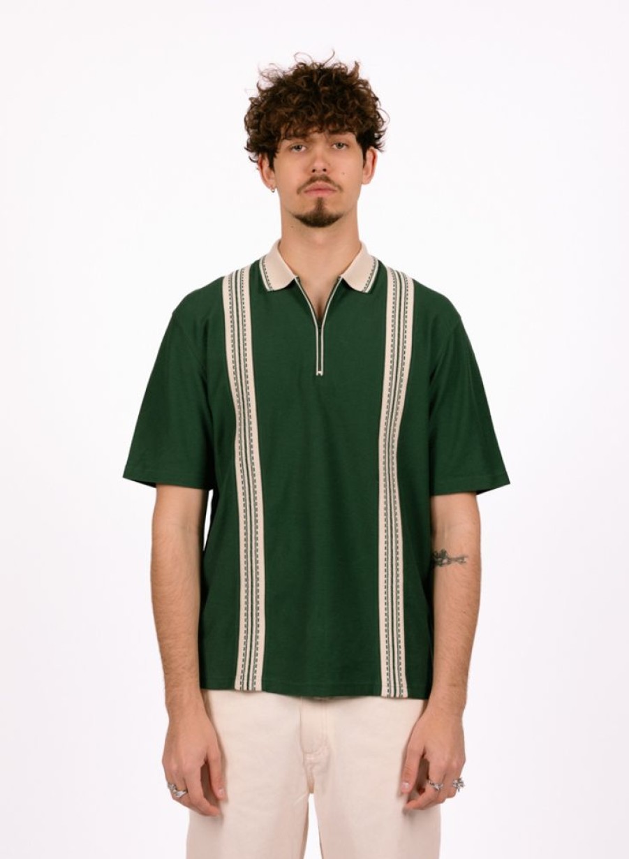 Palmes Shirts | Palmes Luca Zip Polo Green