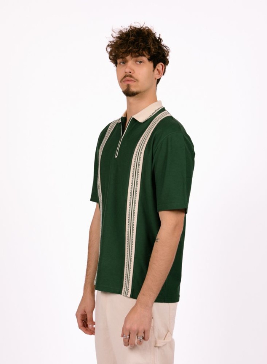 Palmes Shirts | Palmes Luca Zip Polo Green