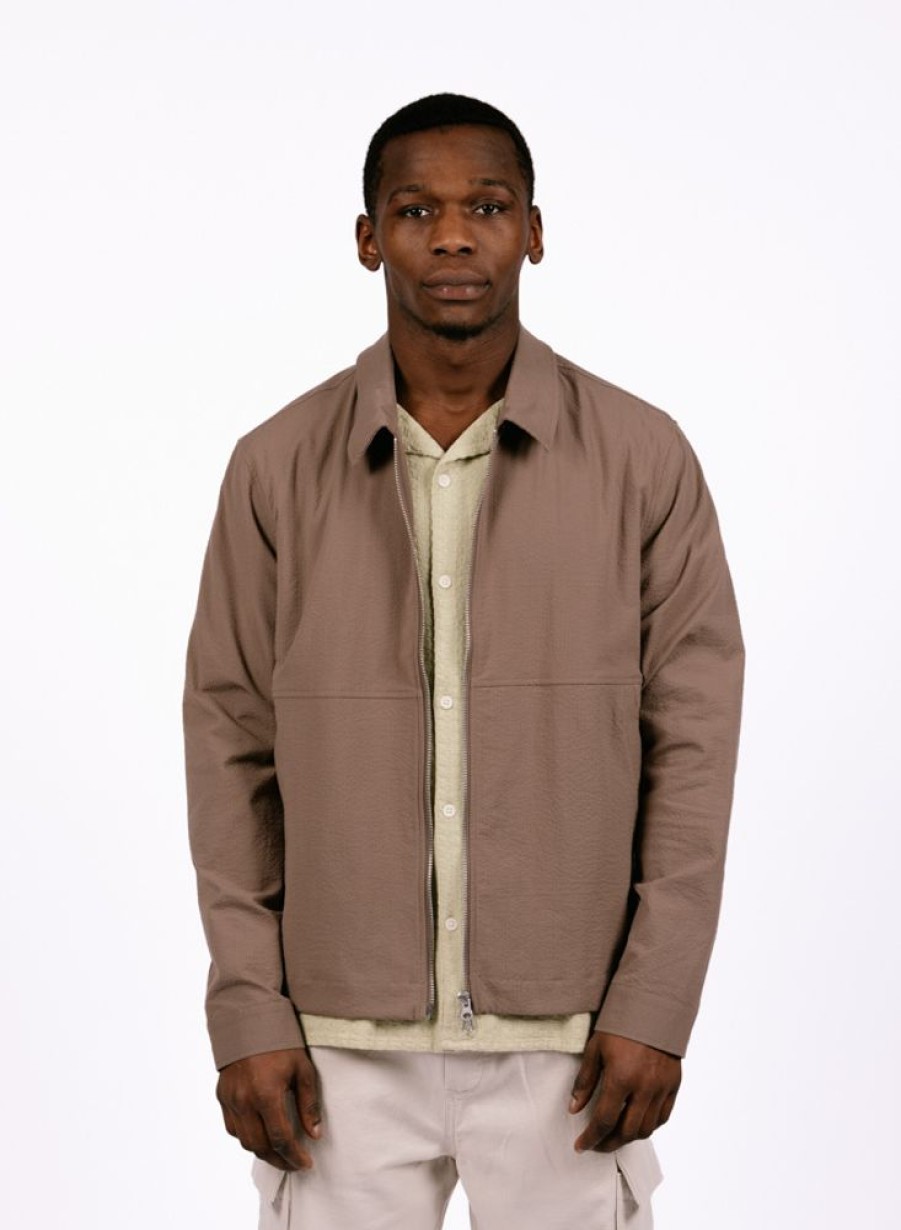 Wax London Jackets | Wax London Eldon Jacket Seersucker Taupe