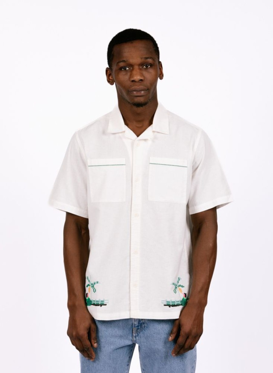 Wax London Shirts | Wax London Newton Shirt Paradise Stitch Ecru