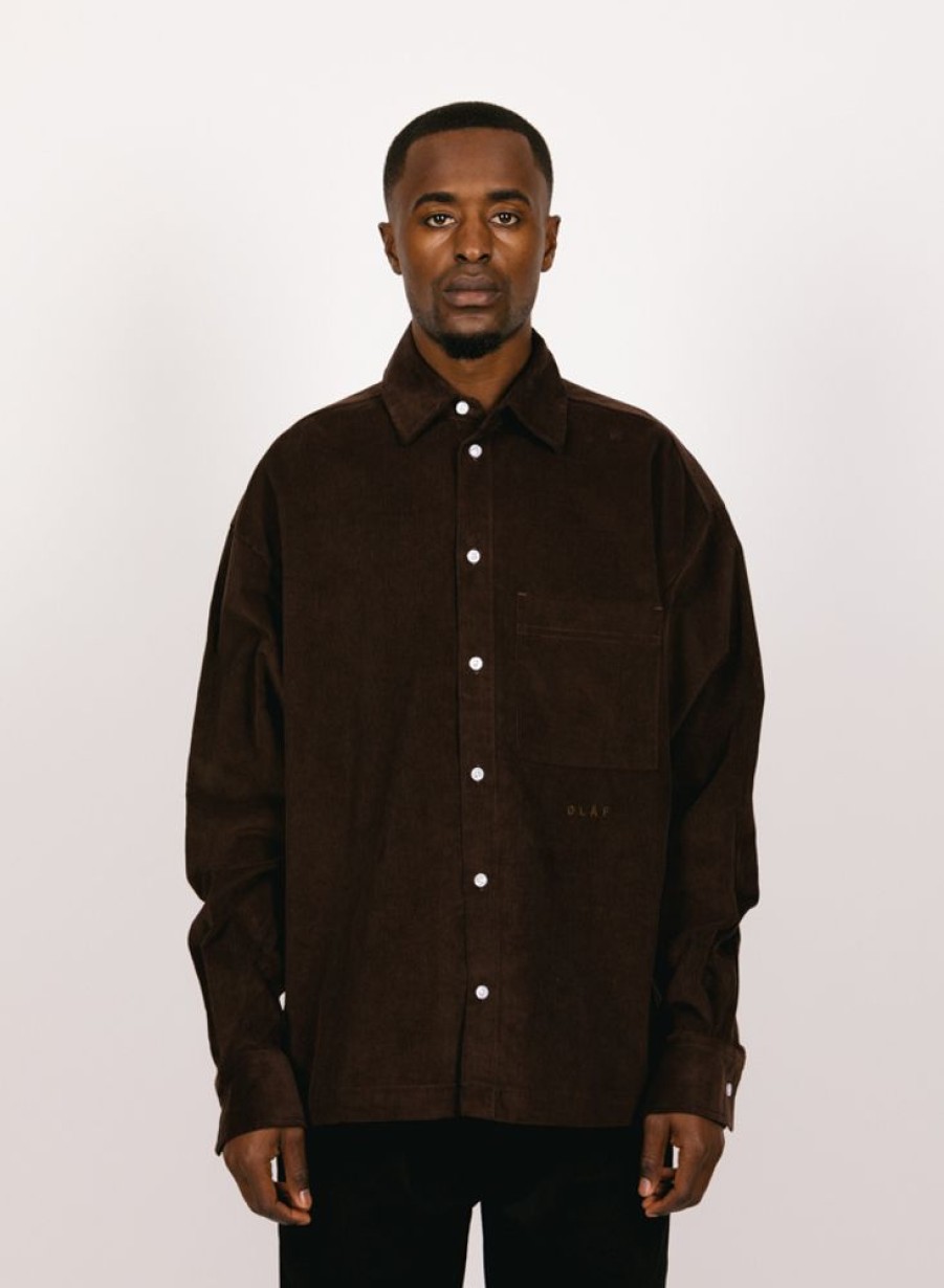 Olaf Hussein Shirts | Olaf Hussein Olaf Corduroy Boxy Shirt Choco Ganache