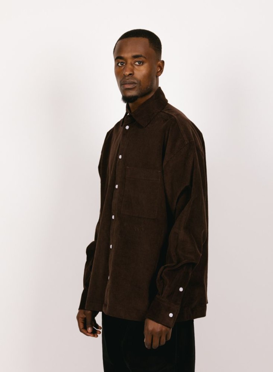 Olaf Hussein Shirts | Olaf Hussein Olaf Corduroy Boxy Shirt Choco Ganache