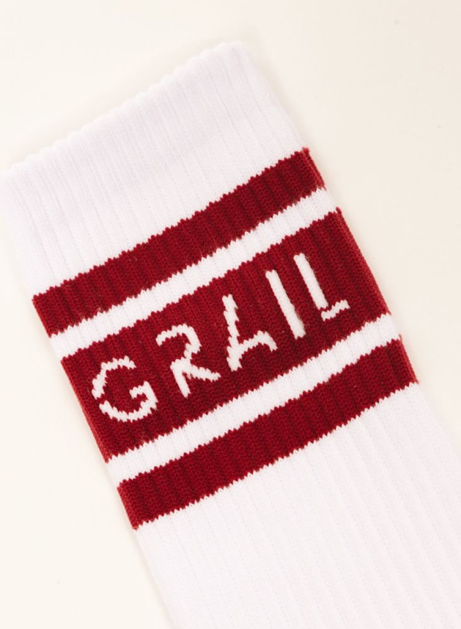 GRAIL | Grail Band Logo Sock White/Bordeaux