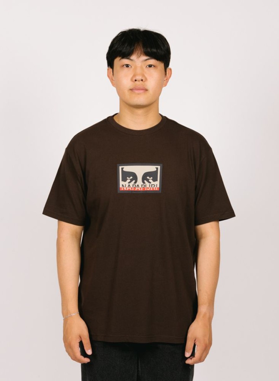 Obey T-Shirts | Obey X Napapijri T-Shirt Heavyweight Dark Brown