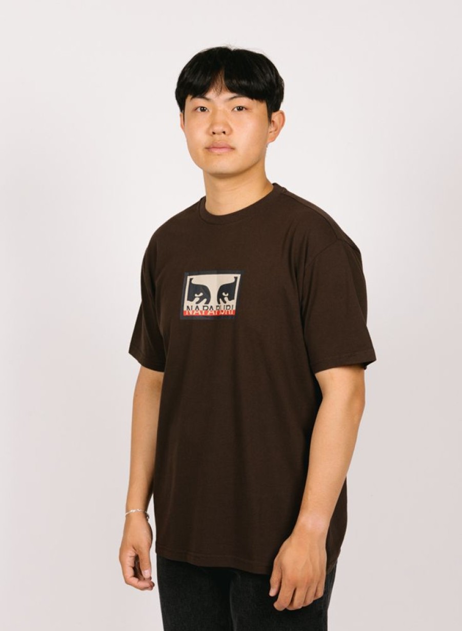 Obey T-Shirts | Obey X Napapijri T-Shirt Heavyweight Dark Brown