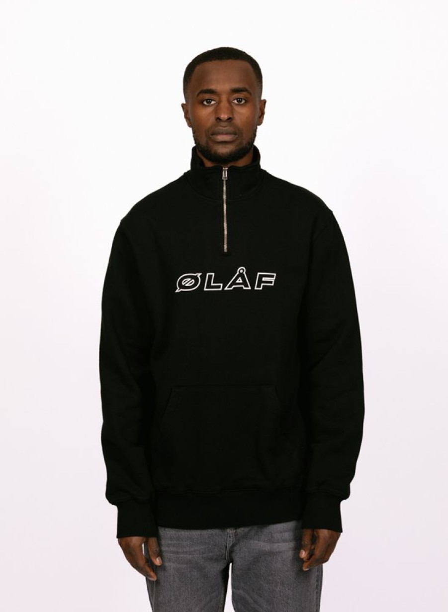 Olaf Hussein Sweaters | Olaf Hussein Italic Zip Mock Black