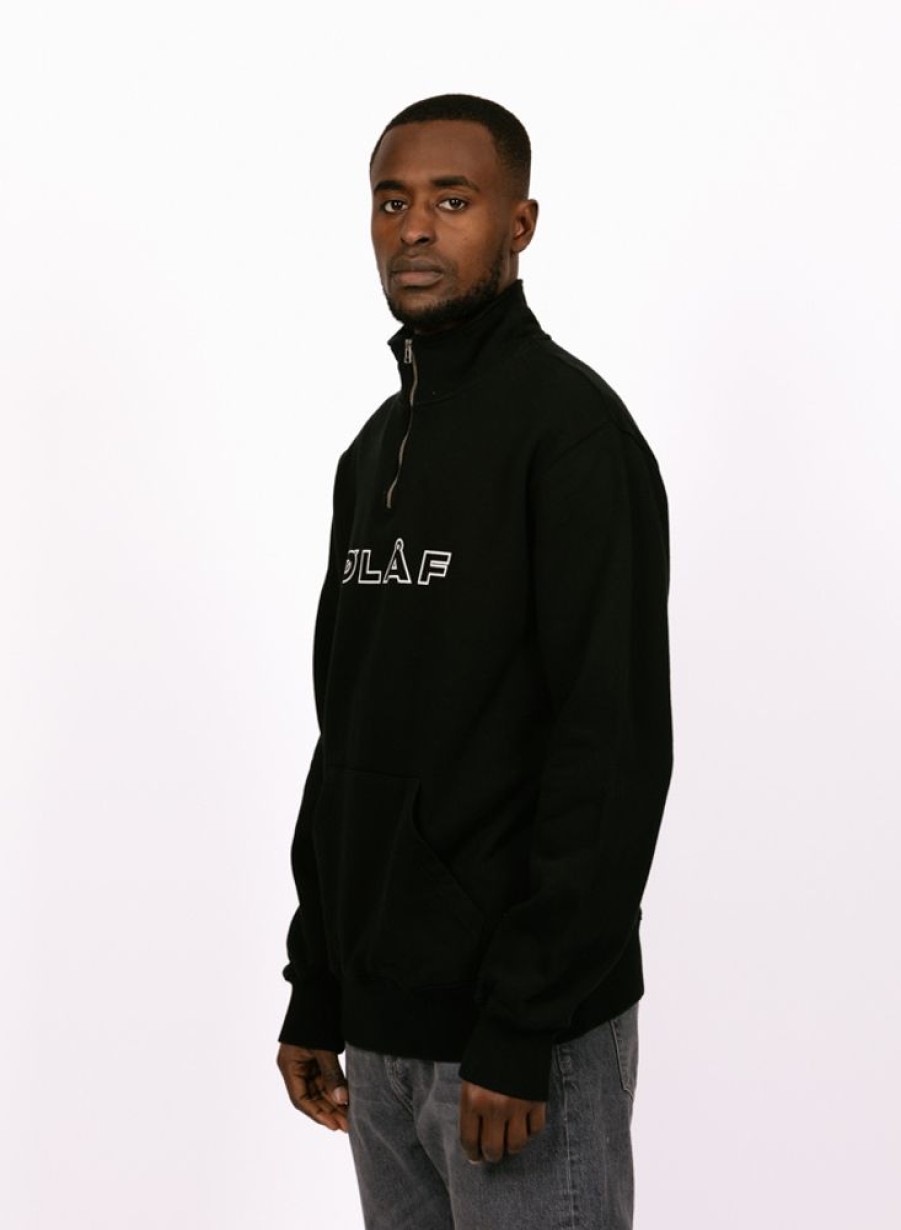 Olaf Hussein Sweaters | Olaf Hussein Italic Zip Mock Black