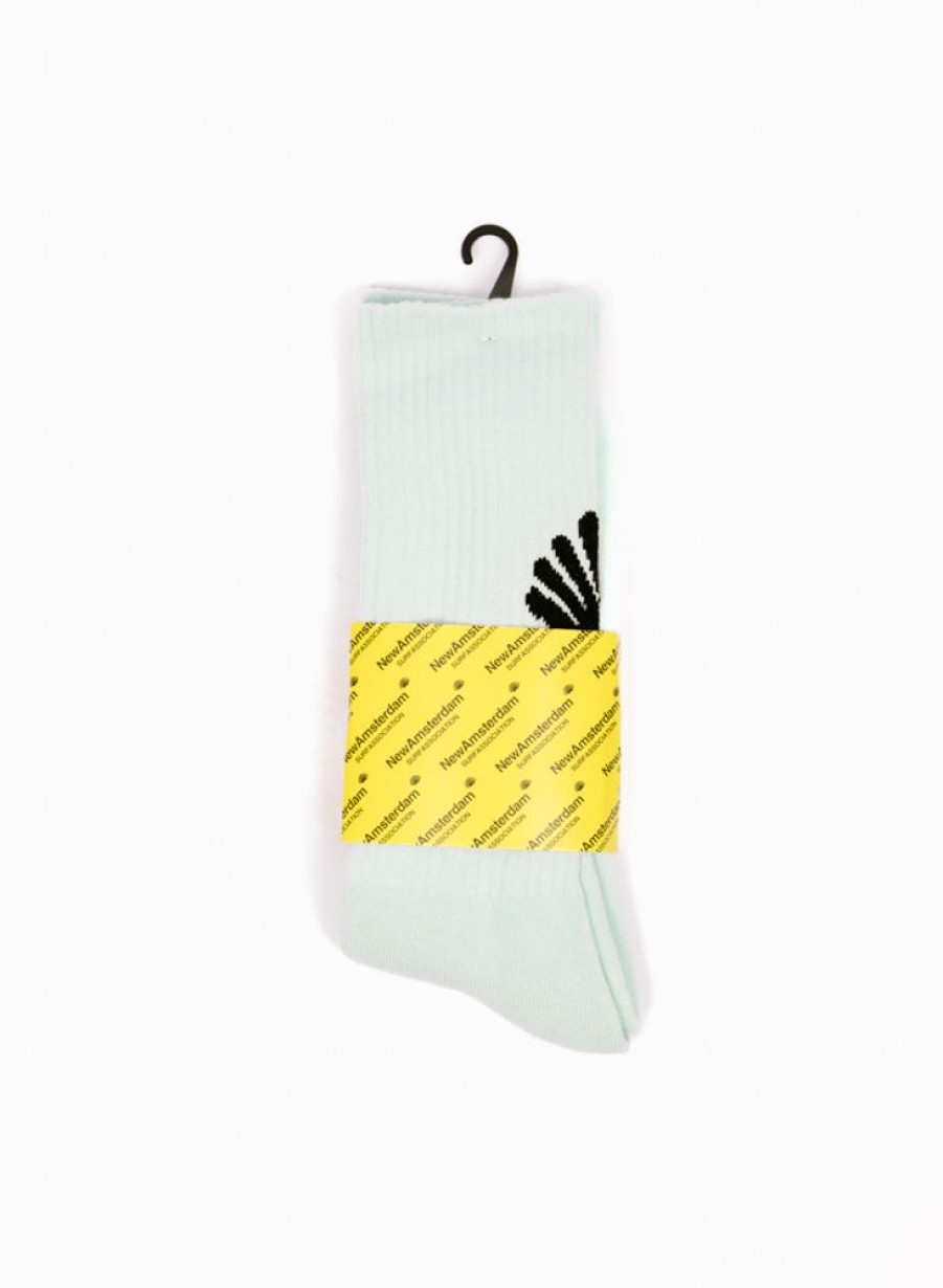 New Amsterdam Surf Association | New Amsterdam Surf Association Logo Socks Bleached Aqua